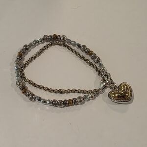 Brighton‎ Mixed Metals Two-Tone Heart Charm Multi Strand Bracelet